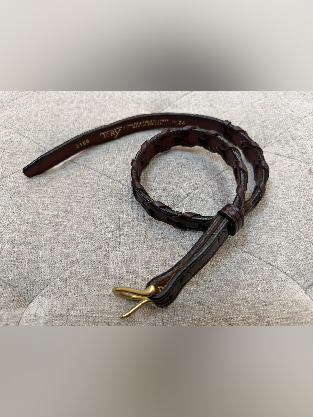 EUC TORY LEATHER REIN BELT BROWN RIDING BELT EQUESTRIAN BELT GIRLS SIZE 24